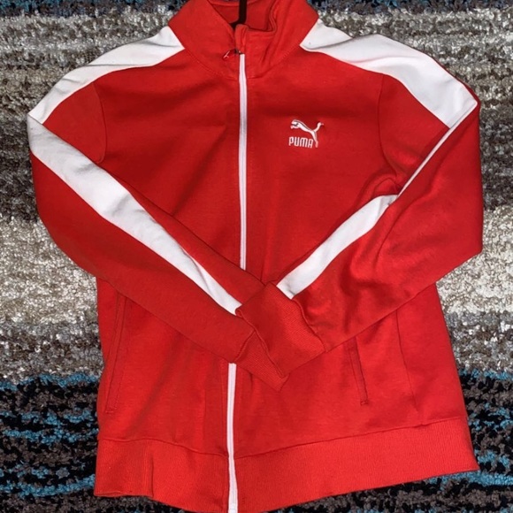 red and white puma sweatsuit